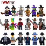 Single Legoingly Witches with Hat Magic Wand Broom Coco Day of the Dead Michael Jackson Building Blocks Toys for Children Gift