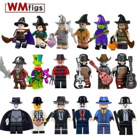 Single Legoingly Witches with Hat Magic Wand Broom Coco Day of the Dead Michael Jackson Building Blocks Toys for Children Gift