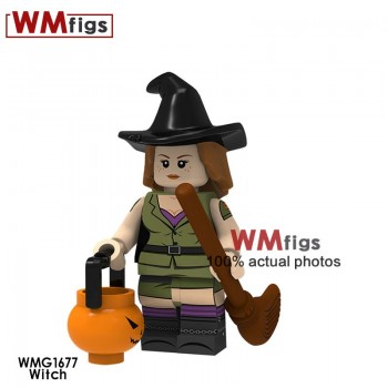 Single Legoingly Witches with Hat Magic Wand Broom Coco Day of the Dead Michael Jackson Building Blocks Toys for Children Gift