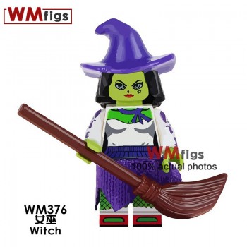 Single Legoingly Witches with Hat Magic Wand Broom Coco Day of the Dead Michael Jackson Building Blocks Toys for Children Gift