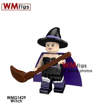 Single Legoingly Witches with Hat Magic Wand Broom Coco Day of the Dead Michael Jackson Building Blocks Toys for Children Gift