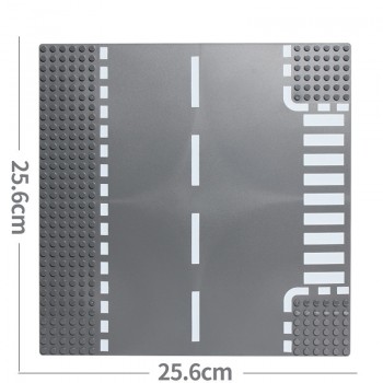 Road Plate Straight Crossroad Curve T-Junction Building Blocks Parts Bricks Base Compatible Legoe City Blocks Baseplate Toys