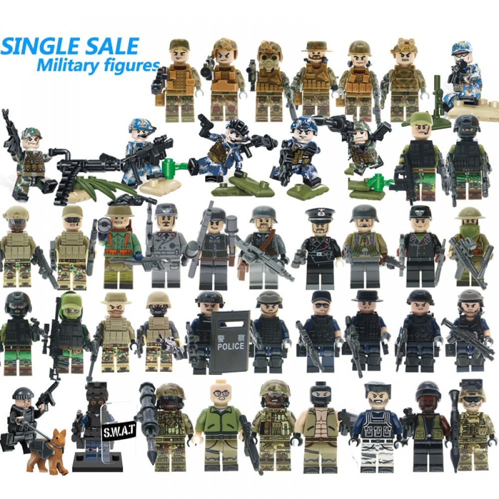 For Legoing WW2 Russian Italy US Germans British Military Army SWAT Soldiers Building Blocks Figure Legoing Starwars Brick Toy