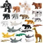 Single Sale Animal Series Shark Tiger Black Pather Giraffe Bear Gorilla Building Blocks Educational Legoings Toys For Children