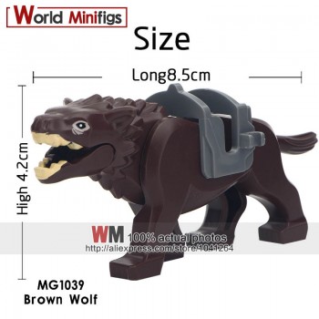 Single Sale Animal Series Shark Tiger Black Pather Giraffe Bear Gorilla Building Blocks Educational Legoings Toys For Children