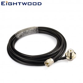 Eightwood Antenna adapter cable assembly UHF male straight PL-259 to SO-239 UHF Female Right Angle Pigtail jumper RG58 cable