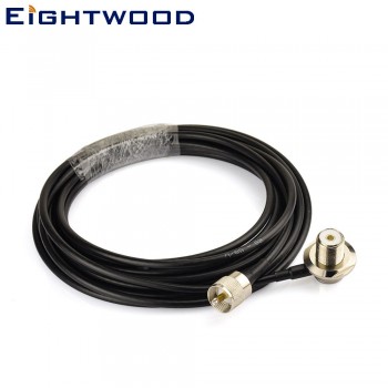 Eightwood Antenna adapter cable assembly UHF male straight PL-259 to SO-239 UHF Female Right Angle Pigtail jumper RG58 cable