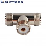 Eightwood UHF Car Radio Antenna Adapter UHF Jack to UHF Jack 2 Way T Type-British Version SO-239 (5PCS)