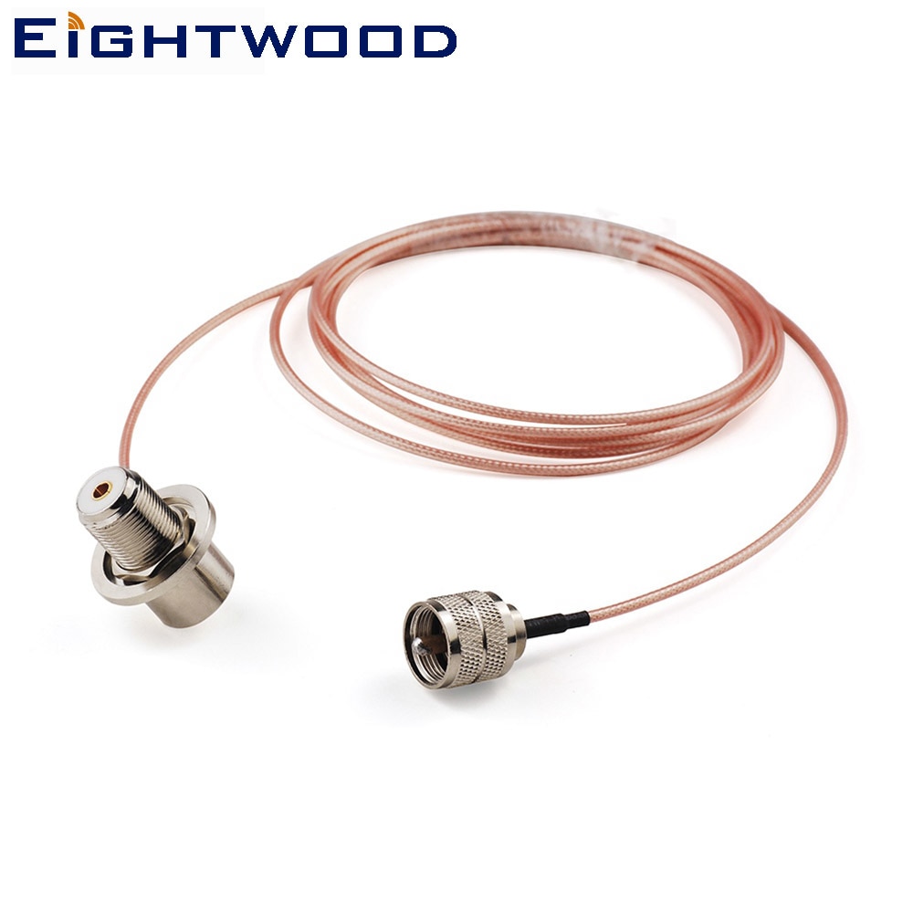 Eightwood    antenna adapter cable assembly UHF male straight PL-259 to SO-239 UHF Female Right Angle Pigtail jumper RG316 C