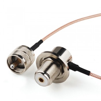 Eightwood    antenna adapter cable assembly UHF male straight PL-259 to SO-239 UHF Female Right Angle Pigtail jumper RG316 C