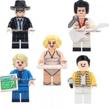 Building Blocks Marilyn Monroe Michael Jackson Elvis Presley Freddie Mercury Queen Kiss Band Legoings Figures Toys gift for kids