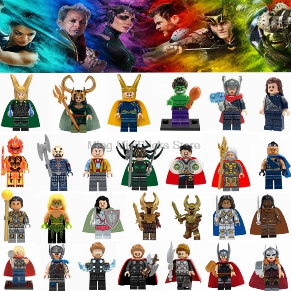 Super Hero Marvel Hela Valkyrie Thor Figures Set Ragnarok Loki Building Blocks Toys For Children Legoing infinity war Avengers