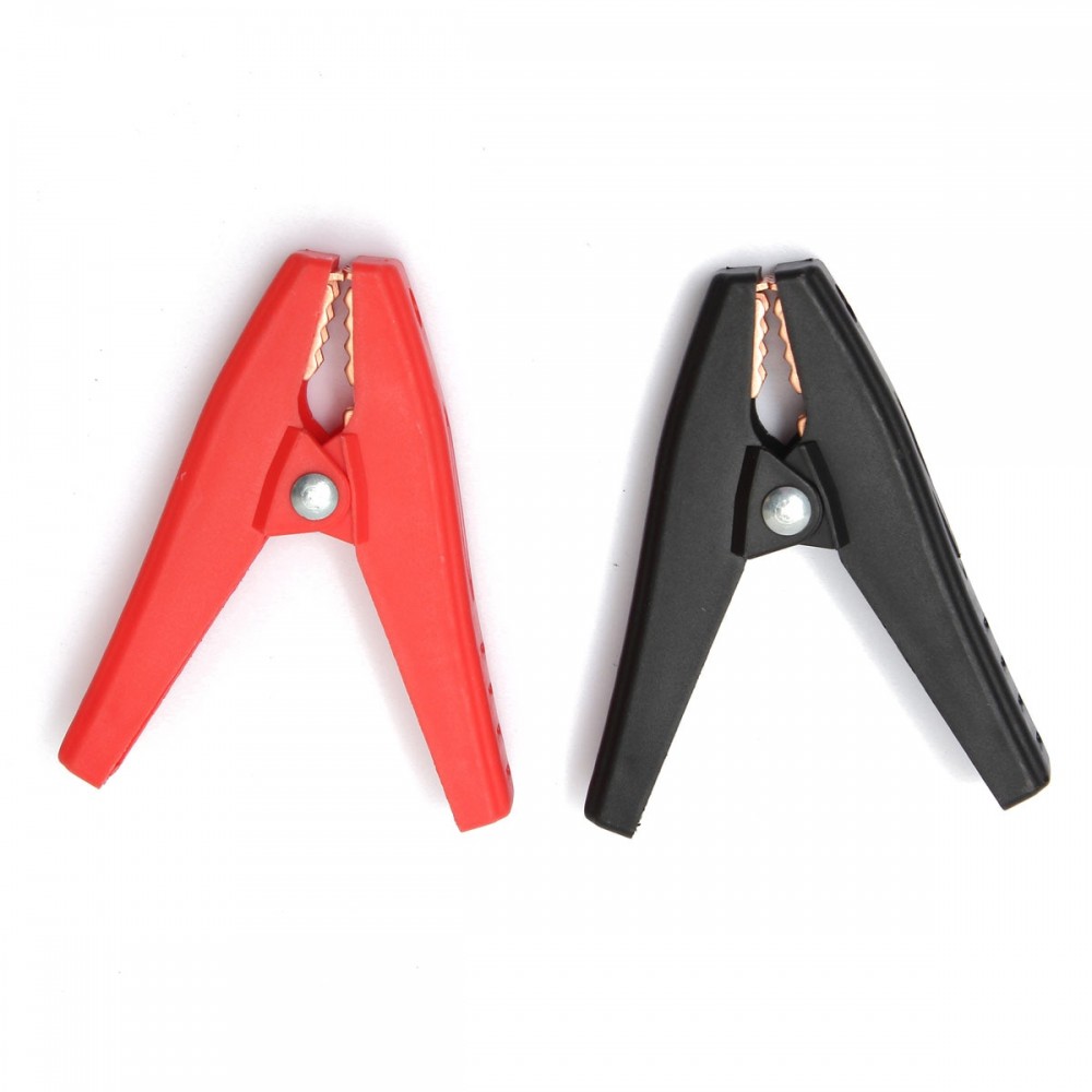 Car Styling 2Pcs 90mm 100A Plastic Crocodile Alligator Car Battery Jump Clips Clamps Red + Black