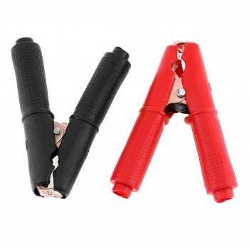 1 Pair Universal 100A 90mm Copperized Iron Car Vehicle Battery Test Alligator Clips with Soft Silica Gel Insulated Jacket