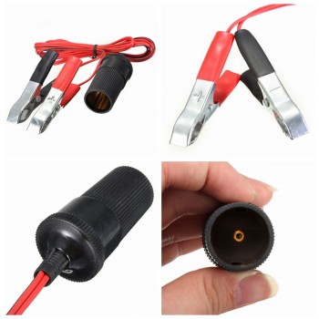 12V Auxiliary Socket Cigarette Lighter Clip On Crocodile Leisure Battery Jump Cable Clips
