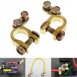 New 2 Pcs Replacement Auto Car Battery Terminal Clamp Clips Brass Connector Vehicle Car Accessories