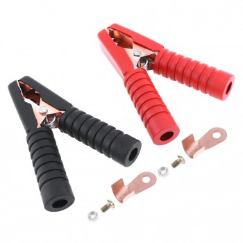 2Pcs 135mm Iron Plating Car Batteries Alligator Clips with Soft Silica Gel Insulated Jacket and Nut Gasket