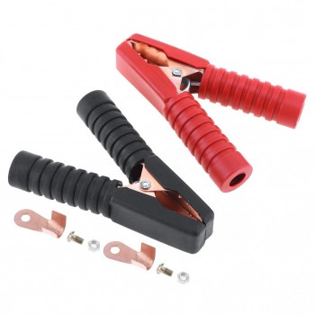 2Pcs 135mm Iron Plating Car Batteries Alligator Clips with Soft Silica Gel Insulated Jacket and Nut Gasket