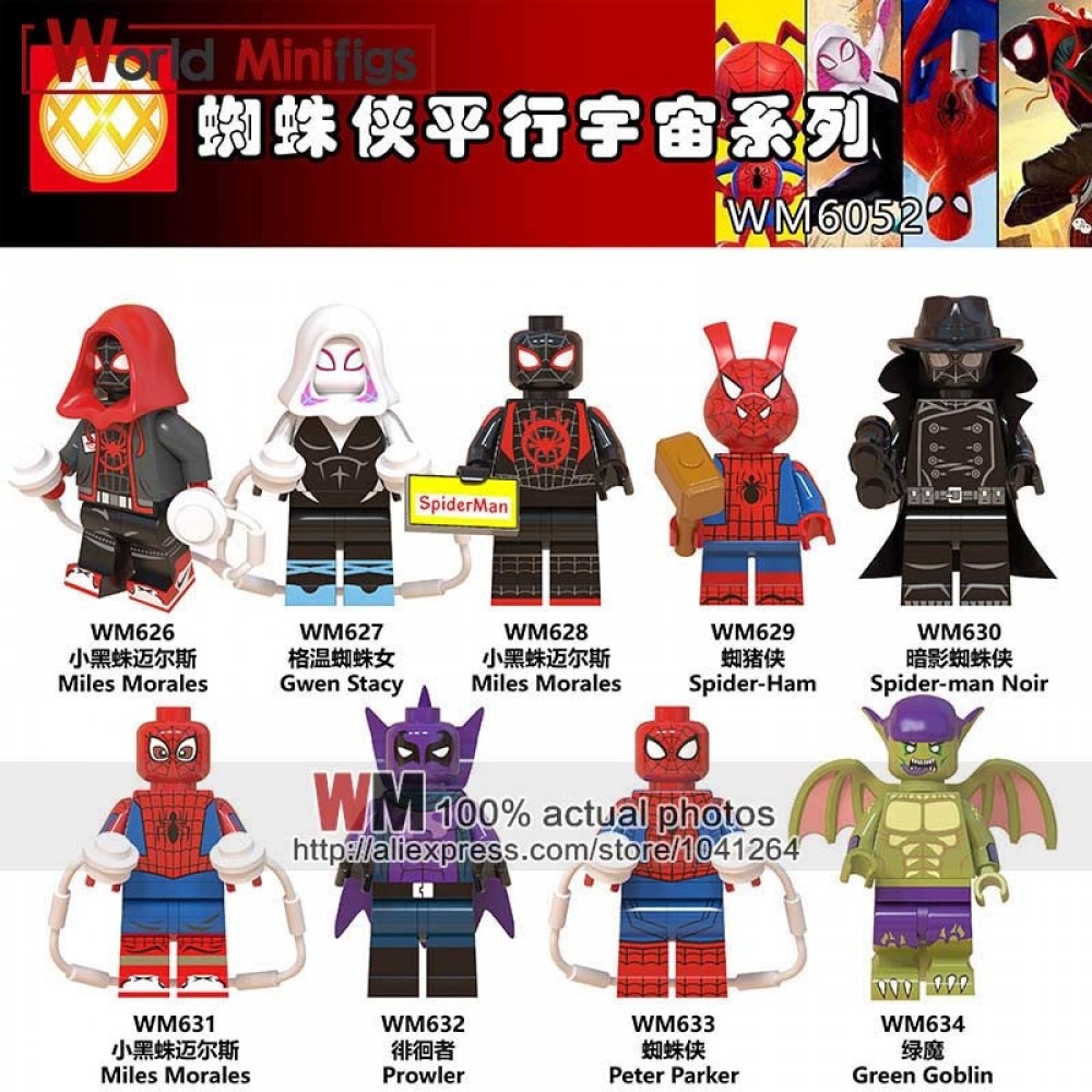 Single Sale Legoingly Gwen Stacy Ghost Spider Spider-Ham Prowler Ultimate Spider-Man Into the Spider-Verse Bricks Children Toys