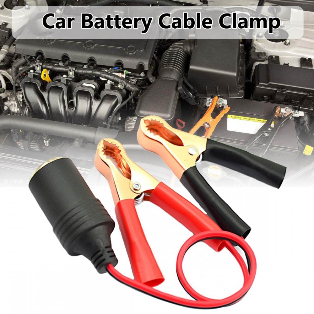KROAK Car Battery Pump Alligator Cigarette Lighter Power Socket Adapter Clamp Clip Charger Cable 12V