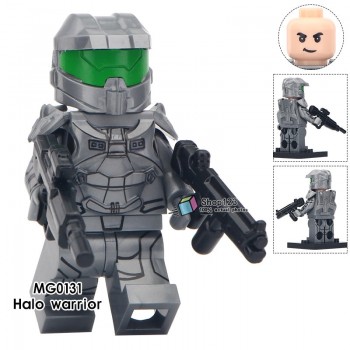 Legoingly Single Sale Battle Royale Sand Halo Spartan Solider With Weapon War Game Action Figures Building Blocks Children Toys