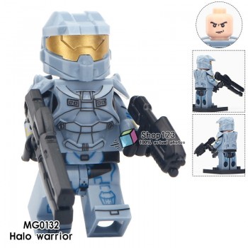 Legoingly Single Sale Battle Royale Sand Halo Spartan Solider With Weapon War Game Action Figures Building Blocks Children Toys