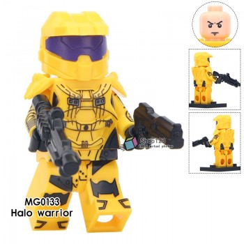 Legoingly Single Sale Battle Royale Sand Halo Spartan Solider With Weapon War Game Action Figures Building Blocks Children Toys