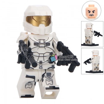 Legoingly Single Sale Battle Royale Sand Halo Spartan Solider With Weapon War Game Action Figures Building Blocks Children Toys