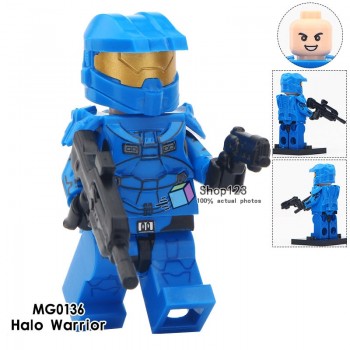 Legoingly Single Sale Battle Royale Sand Halo Spartan Solider With Weapon War Game Action Figures Building Blocks Children Toys