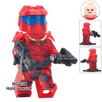 Legoingly Single Sale Battle Royale Sand Halo Spartan Solider With Weapon War Game Action Figures Building Blocks Children Toys