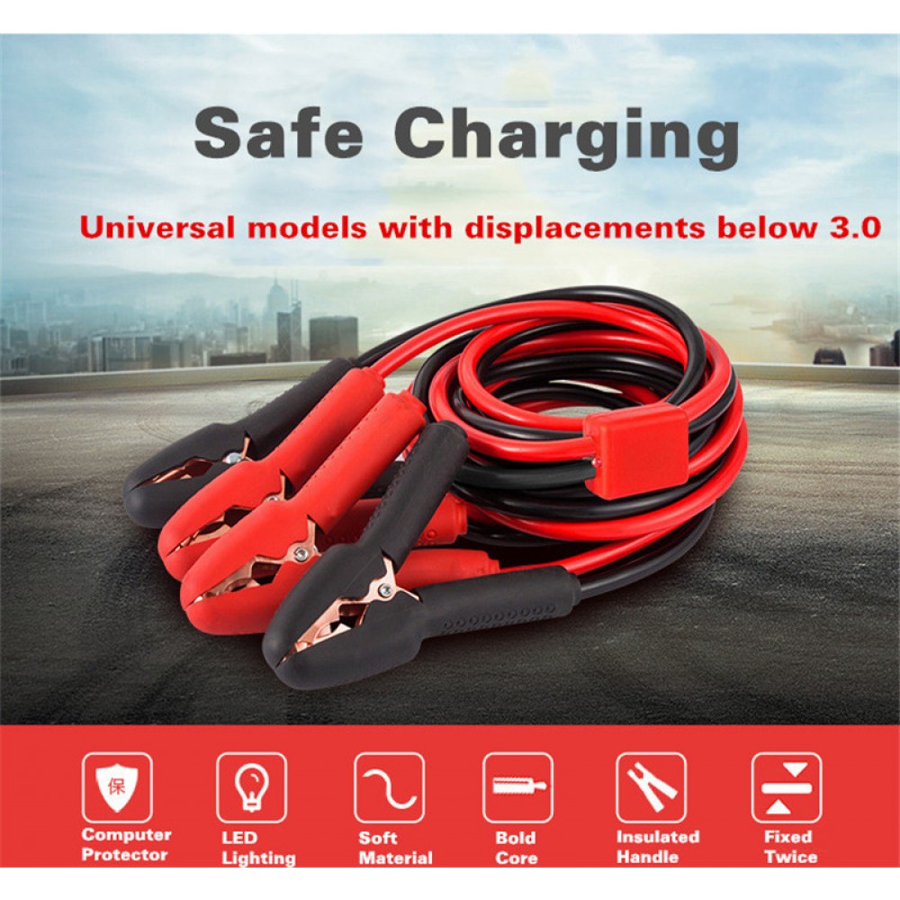 4m Car Auto Emergency Battery Booster Cord Copper Cable with Clip Clamp Charging Booster Cable Car Battery Jumper Wire  New