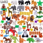 Diy Building Blocks Compatibel With Legoing Duploe Animals Models Dinosaur Deer Panda Elephant Penguin Figures Toys For Children