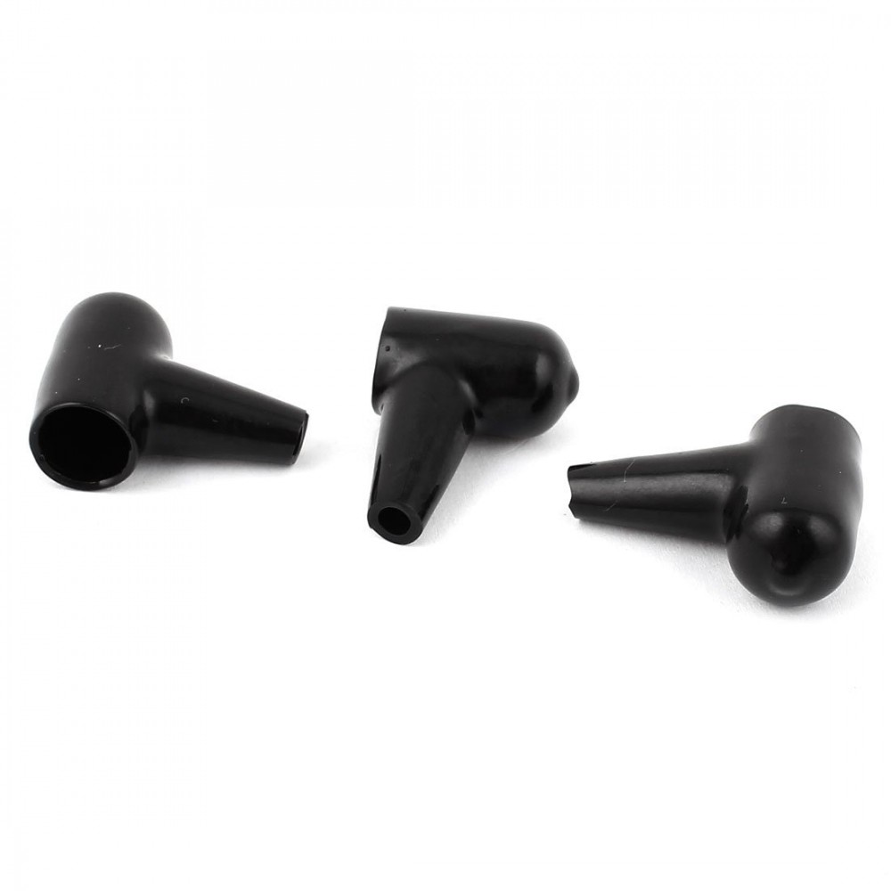 3Pcs Angled Terminal Insulating Protector Covers Boot Black 10mmx4mm