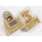 2 unids 0 / 4 / 8 Awg pair of gold digital battery terminal clamps with a built in LED digital display  Car battery terminal
