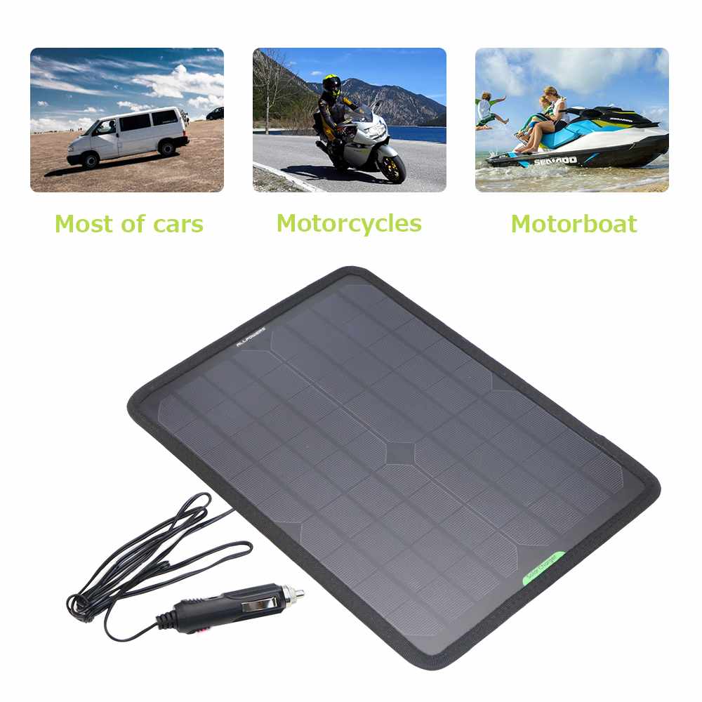 12V 10W Solar Panel Car Battery Maintainer Charger for Vehicle Boat Motorcycle Portable Car Battery Panel Car Jump Starter