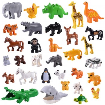 Duplos Animal Model Figures big Building Block Sets Elephant monkey Horse kids educational toys for children Gift Brinquedos