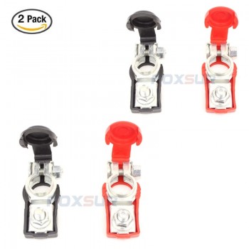 FOXSUR 100A Insulative Battery Terminal Clamp Connector 12V Car Battery Isolative Terminal with Thick Plastic case 2 pair