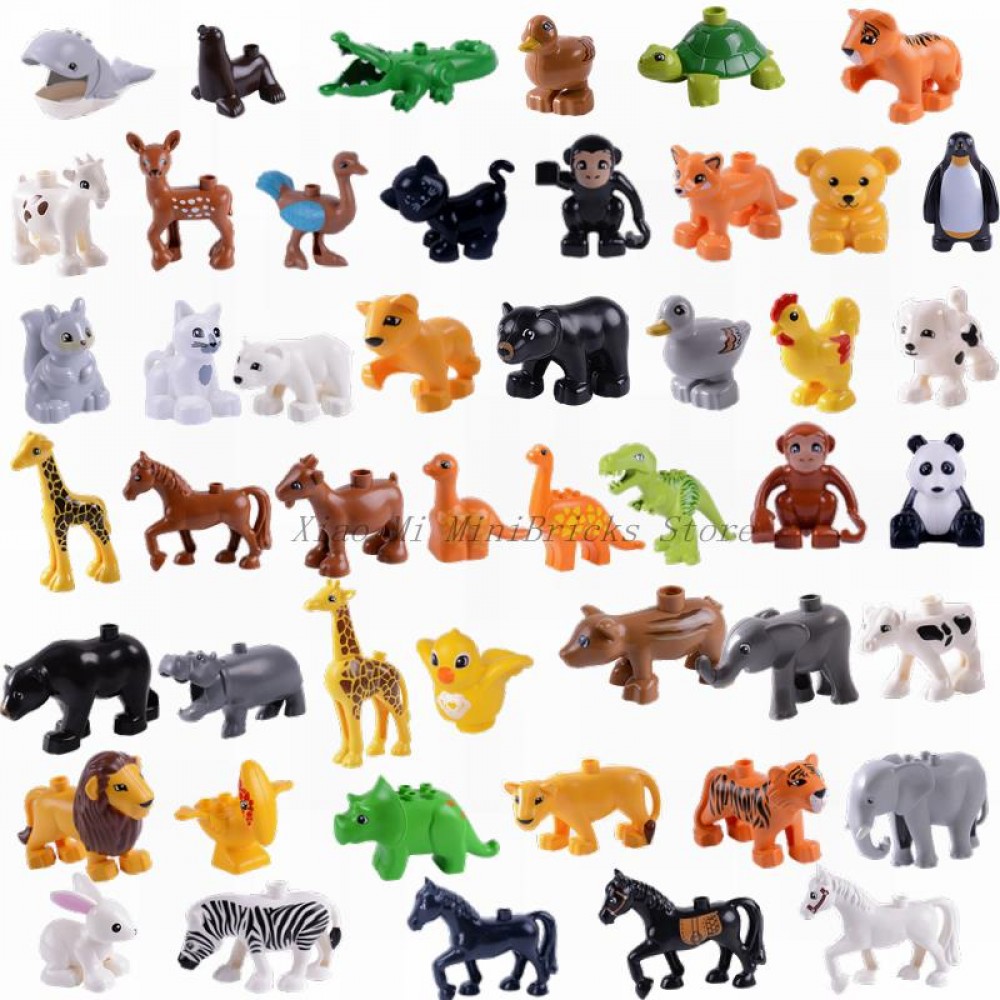 Legoing Duploe Animal Series Model Figures Big Building Blocks Animals Educational Toys For Children Gift Legoings Dinosaur Toys