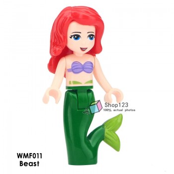 Single Sale Princess Minifigured Girls Dolls Belle Beast Mulan Anna Elsa Cinderlla Movie Building Blocks Toys For Children Gift