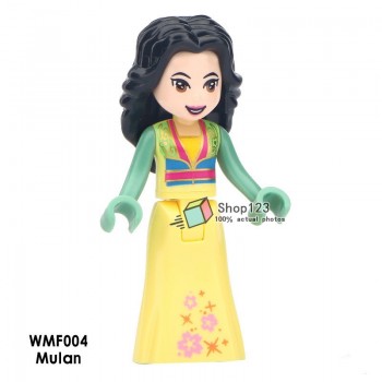 Single Sale Princess Minifigured Girls Dolls Belle Beast Mulan Anna Elsa Cinderlla Movie Building Blocks Toys For Children Gift
