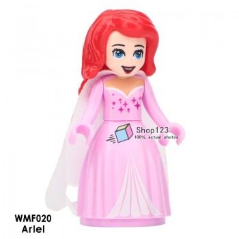 Single Sale Princess Minifigured Girls Dolls Belle Beast Mulan Anna Elsa Cinderlla Movie Building Blocks Toys For Children Gift
