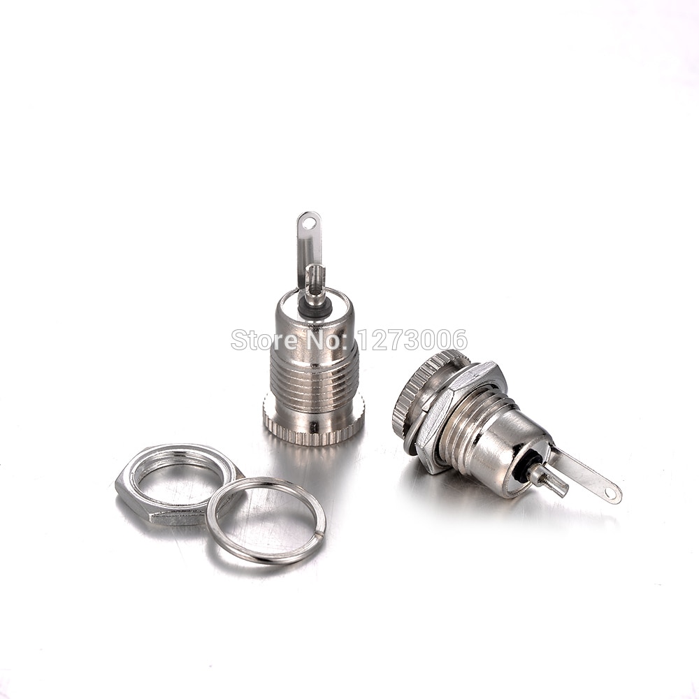 High Quality 2Pcs Mini DC30V 5A 5.5*2.1mm 2Pin Female Metal Power Supply Adapter Metal Jack Socket Plug Accessories Hot Sale