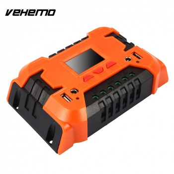 Vehemo 10A 20A Dual USB PWM Solar Panel Regulator Intelligent Adapter Solar Charge Controller Power Charger Durable