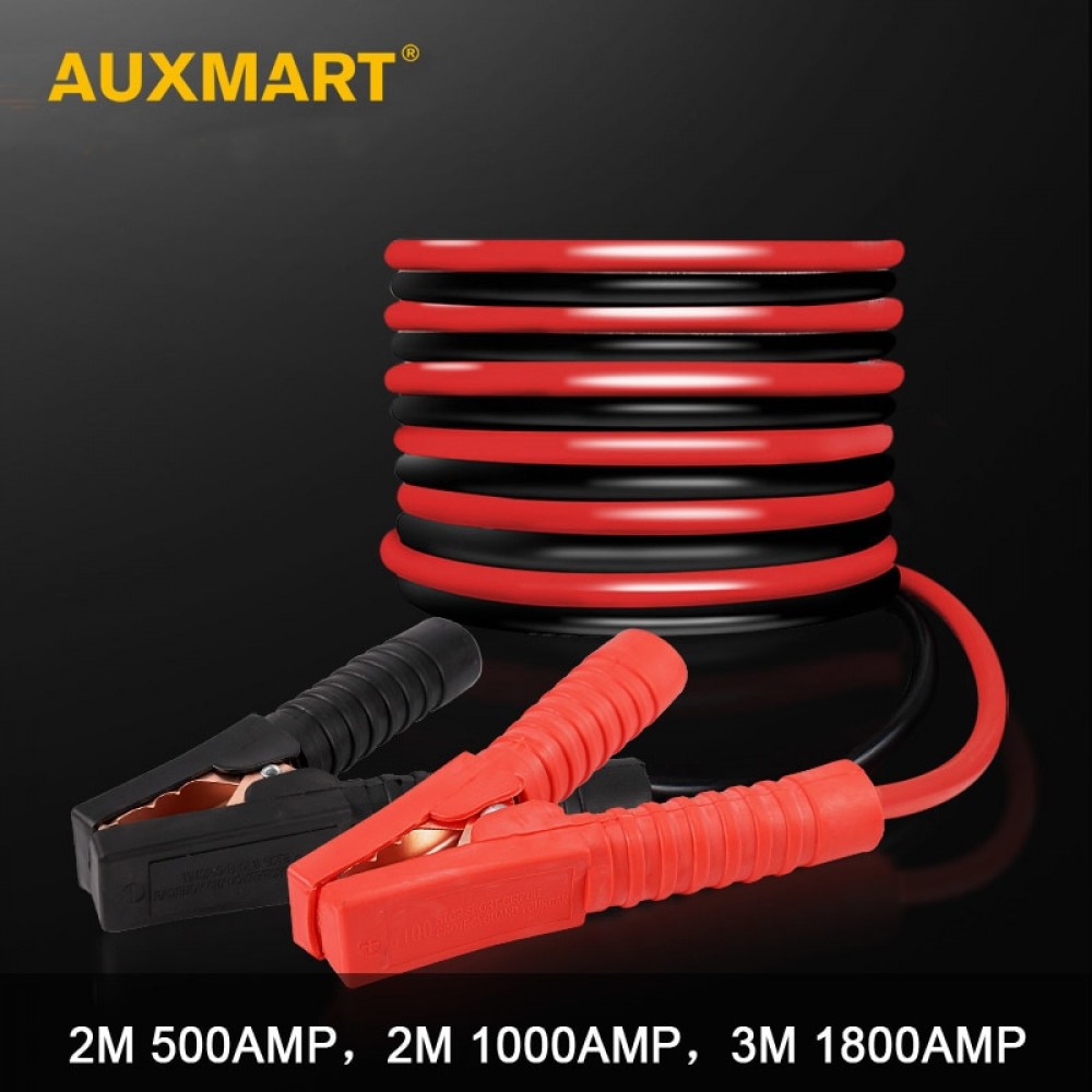 AUXMART 2M 500AMP 1000AMP 3M 1800AMP Car Battery Jump Cable Booster Cable Emergency Terminals Jump Starter Leads Cable Wire Kit