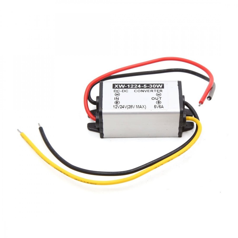 uxcell DC 12V 24V to 5V 6A Car Step Down Reducer Power Supply Transformer Converter