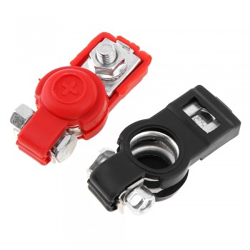 2Pairs Alloy Adjustable Positive Nagative Car Battery Terminal Clamp Clips Connector with Plastic Covers for Vehicles