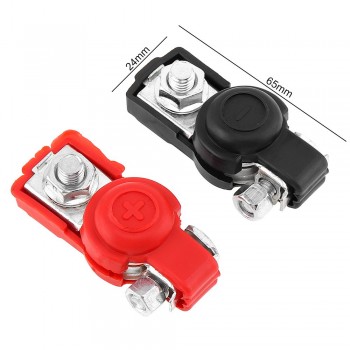 2Pairs Alloy Adjustable Positive Nagative Car Battery Terminal Clamp Clips Connector with Plastic Covers for Vehicles