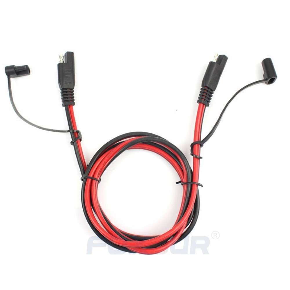 FOXSUR 150CM SAE to SAE Extension Cable 16 AWG 2 Pin Wire Harness Heavy Duty DC Cord Quick Disconnect/Connect SAE Leads with Cap