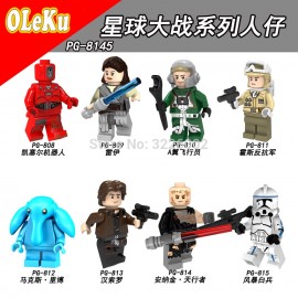 Single Sale StarWars Rey A wing pilot Hoth rebel Max Rebo Han solo Anakin Bricks Model Building Blocks Toys Star wars Figures