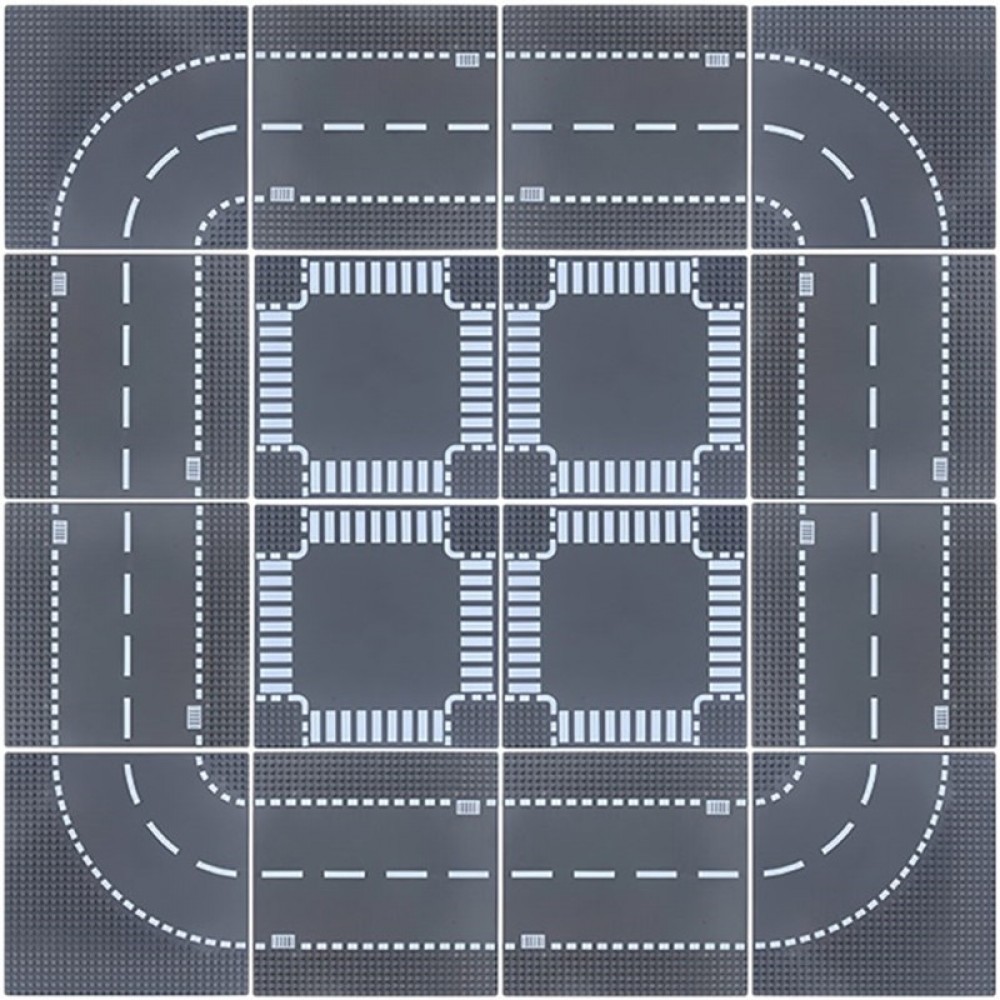 City Road Street Baseplate Straight Crossroad Curve DIY Building Blocks Sets Compatible LegoINGs Parts Base Plate Bricks Toys